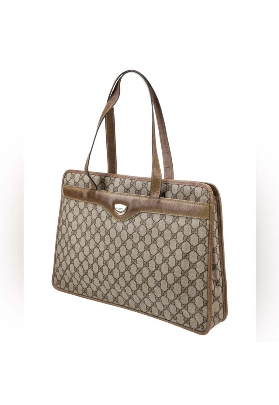 Vintage design inspired Canvas Tote Bag with Leather Trim - Picture 2 of 4